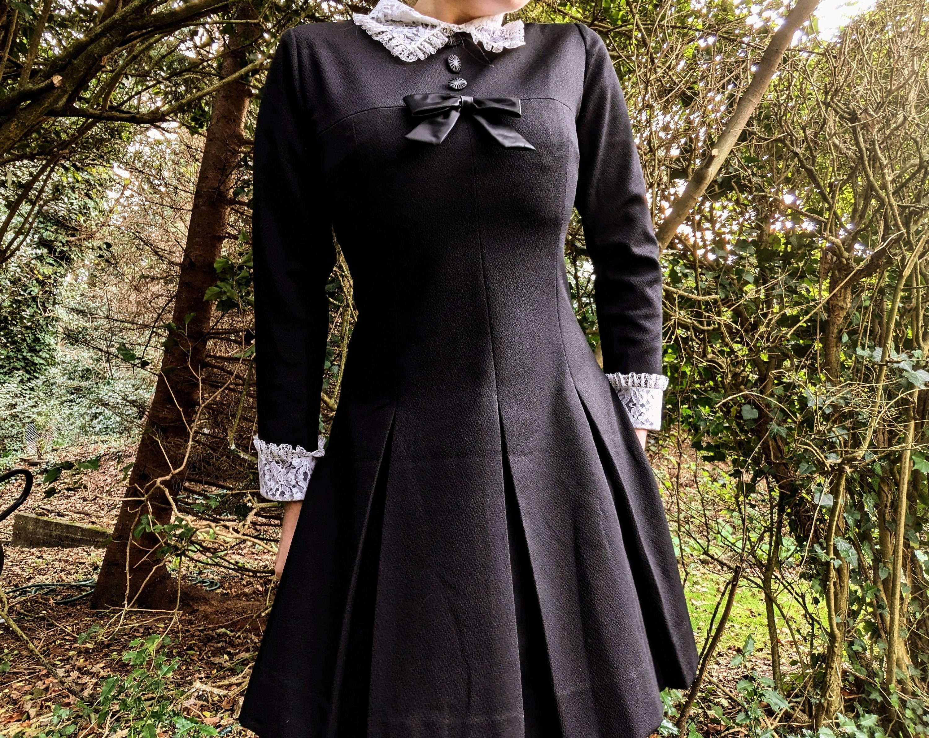 Black dress sale with white collar