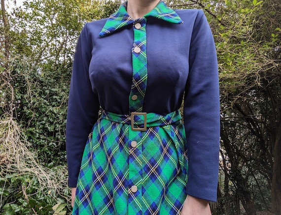 Vintage 1970s Spinney navy blue and emerald green… - image 3