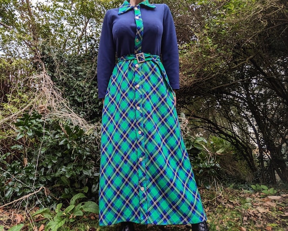 Vintage 1970s Spinney navy blue and emerald green… - image 7