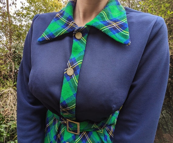 Vintage 1970s Spinney navy blue and emerald green… - image 2