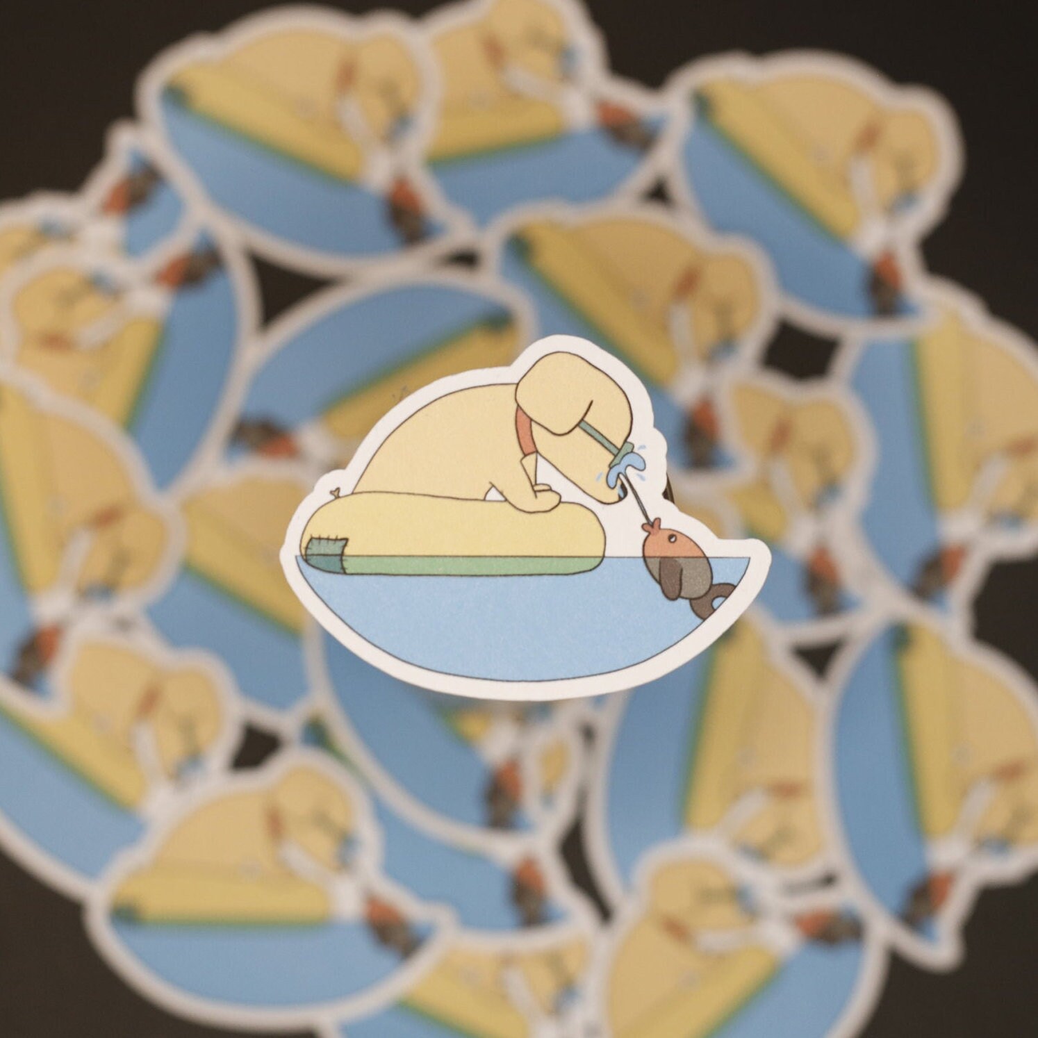 Yellow Labrador Dog Sticker Cute Dog Sticker Dog Vs. Fish - Etsy
