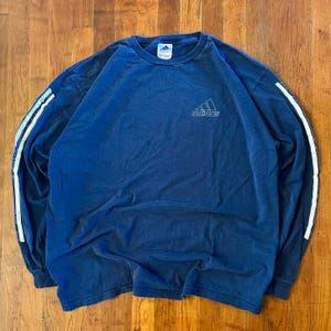 Vintage Adidas Blokecore Soccer Futbol Blue White Longsleeve Shirt XL