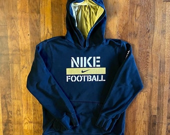Vintage Nike Center Swoosh Football Black Gold Hoodie Sweatshirt S