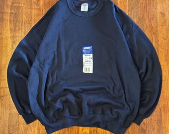 Vintage JERZEES Essential Blank Navy Blue Crewneck Sweatshirt XL NWT