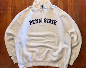 Vintage Penn State University PSU Jansport Embroidered White 1/4 Zip Sweatshirt
