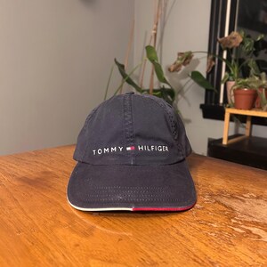 Vintage Y2K Tommy Hilfiger Preppy Embroidered Logo Navy Strapback Dad Hat Cap