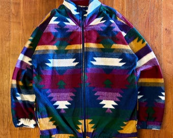 Vintage Southwestern Aztec Outdoor Gorpcore ‘90s Multicolor Fleece Jacket L