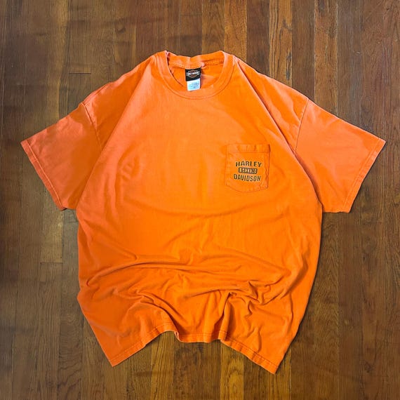 T-Shirt Femme Harley-Davidson Orange - Motif Moteur V-Twin - 100% Coton - Taille Standard - Neuf Avec étiquettes
