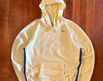 Vintage Y2K Nike Activewear Lightweight Yellow Gray Fleece Hoodie Sweatshirt S