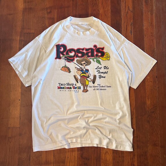 Vintage ‘90s Rosa’s Taco Shop & Mexican Grill Mesa Arizona Chicano Humor Funny Caricature T-shirt M