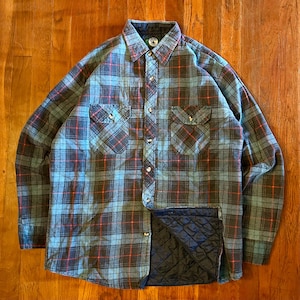 Vintage Flannel Gorpcore Outdoor ‘90s Blue Plaid Quilt Lined Shirt Jacket Shacket L