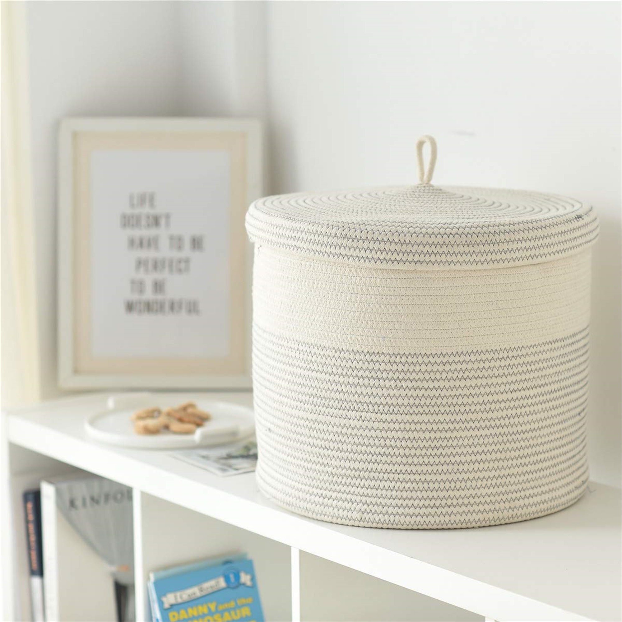 Woven rope basket with lidcotton rope basket for finishing Etsy
