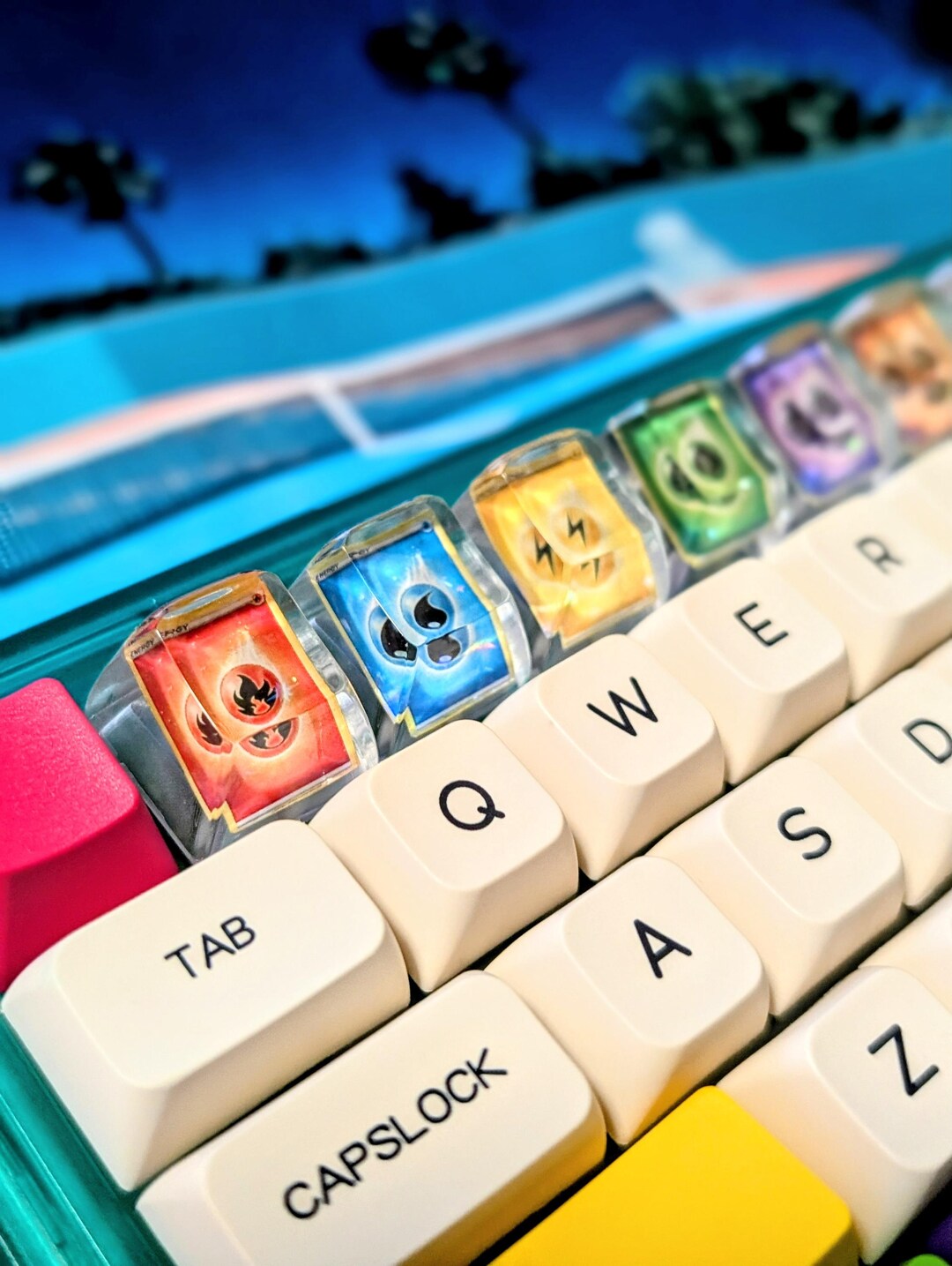 Miniature Holo Pokemon Energy Card Keycaps - Etsy
