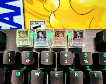 Miniature Holo Pokemon card Keycaps - Base Set