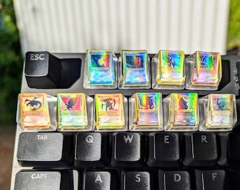 Miniature Holo Pokemon card Keycaps - Neo Shining