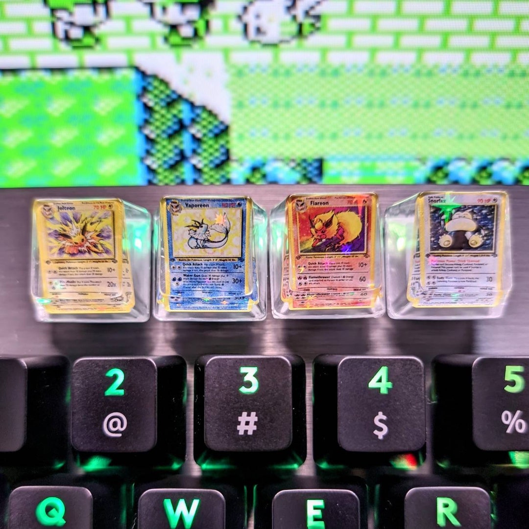 Miniature Holo Pokemon Card Keycaps - Jungle Set - Etsy