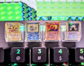 Miniature Holo Pokemon card Keycaps - Jungle Set