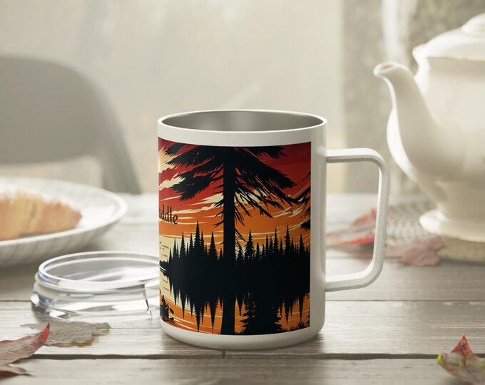 10oz Insulated Coffee Mug, 'Born To Paddle', Kayaking Mug, Canoe Lover Gift, Outdoor Adventure Mug, Fishing Mug, Birthday Gift, Father's Day