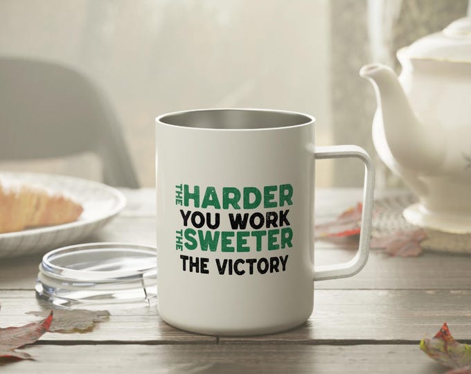 10oz Motivational Insulated Coffee Mug - Perfect for Achievers, Work Celebrations, Office Gifts, Inspirational Quotes, Home Use