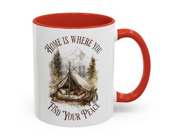 Rustic Accent Coffee Mug - Find Your Peace, Outdoor Lover Gift, Cozy Cabin Decor, Adventure Mug, Nature Lover's Drinkware