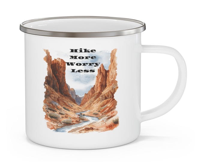 Hike More Worry Less Stainless Steel 12oz Camping, Hiking, and Fishing Mug