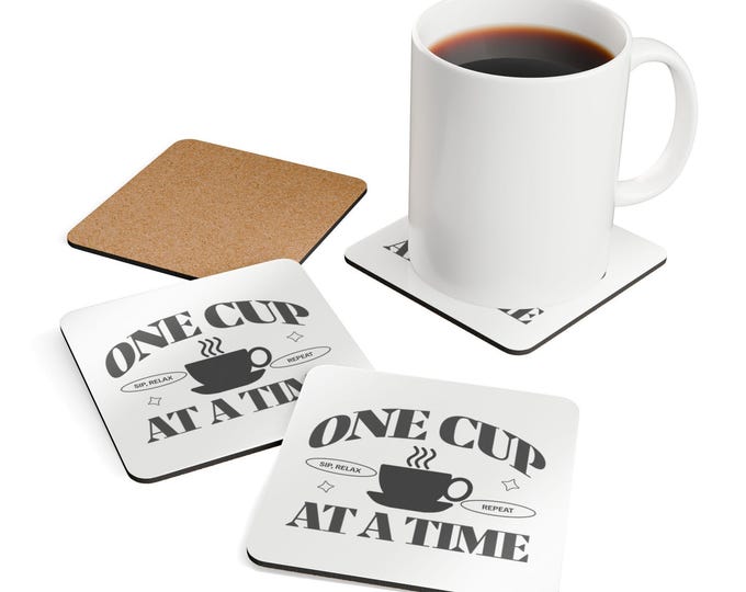 Coffee Lover Cork Coaster Set, Home Bar Decor