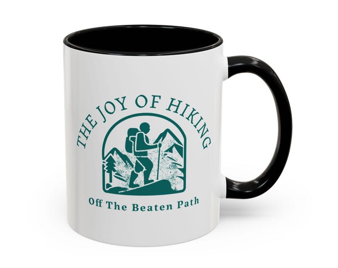 11oz/15oz Accent Coffee Mug, The Joy Of Hiking, Outdoor Hiking Adventure Gift, Nature Lover Cup, Inspirational Coffee Mug, Hiking Gift