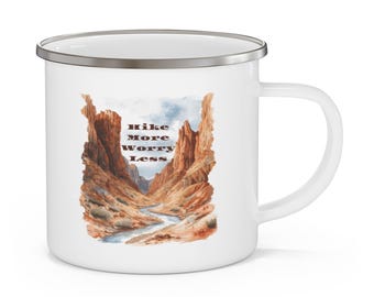 Hike More Worry Less Stainless Steel 12oz Camping, Hiking, and Fishing Mug