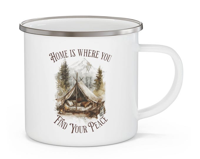 Find Your Peace Camp Mug, Campfire Mug, Mountain Camping, Tent Camping Coffee Mug