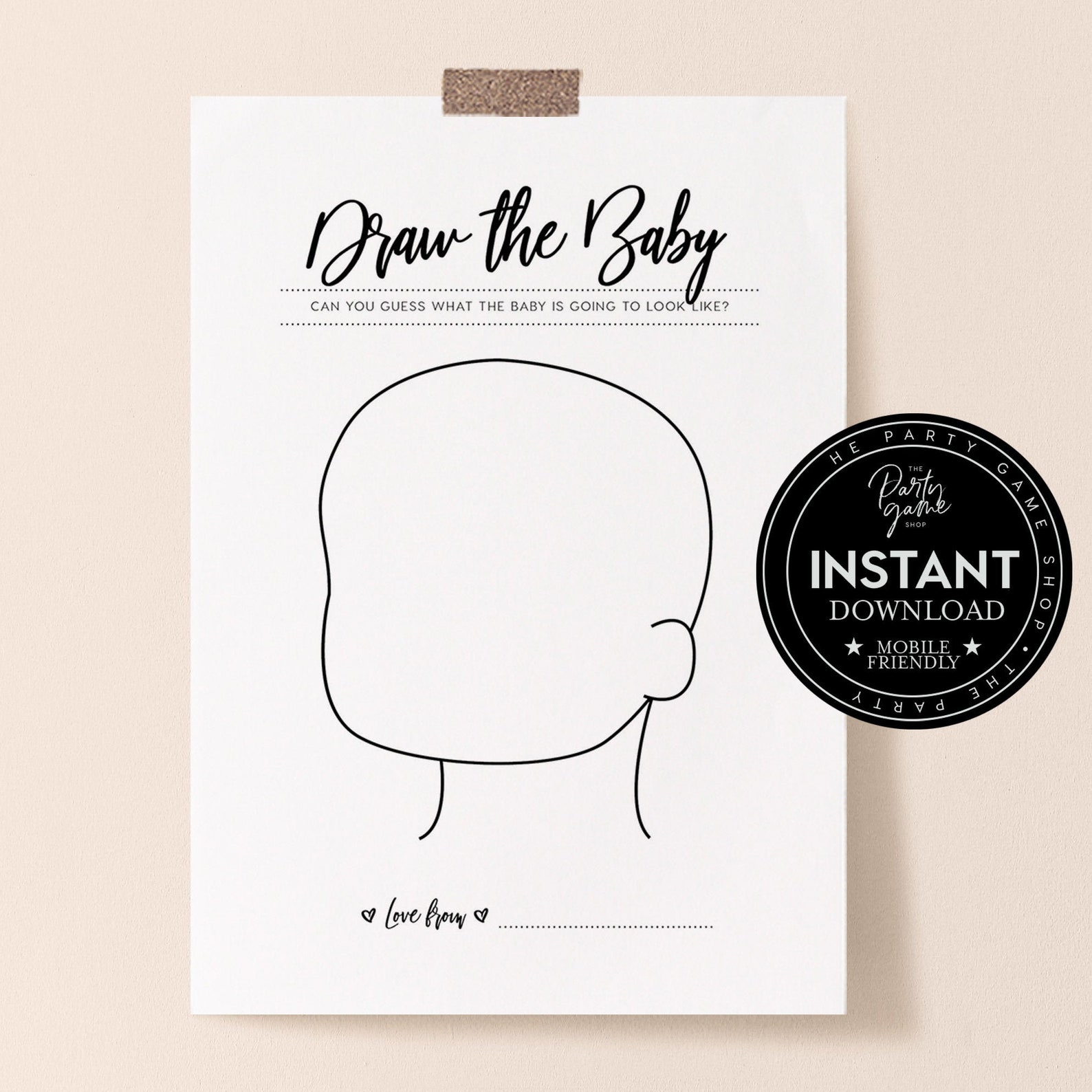 Draw the Baby Game INSTANT DOWNLOAD Baby Shower Game Baby Etsy
