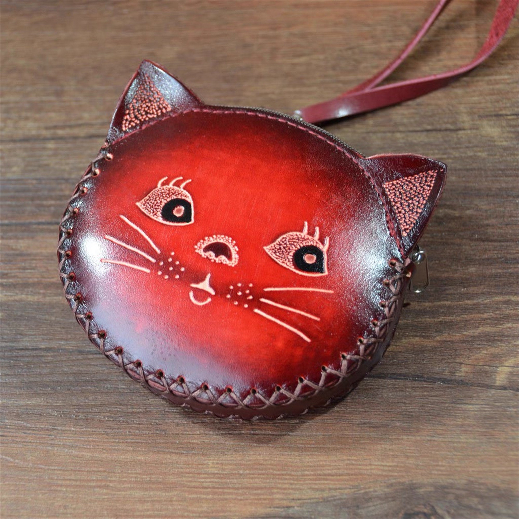 Cat Wallet Leather Wallet for Cat Lovers Pet WalletCute Etsy