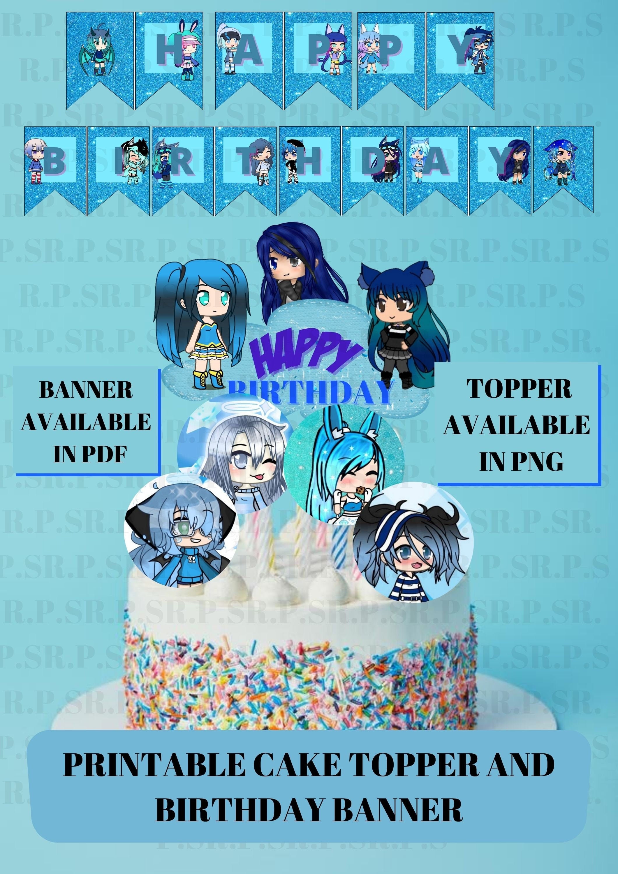 Gacha life cake topperbirthday banner gacha life sticker Etsy
