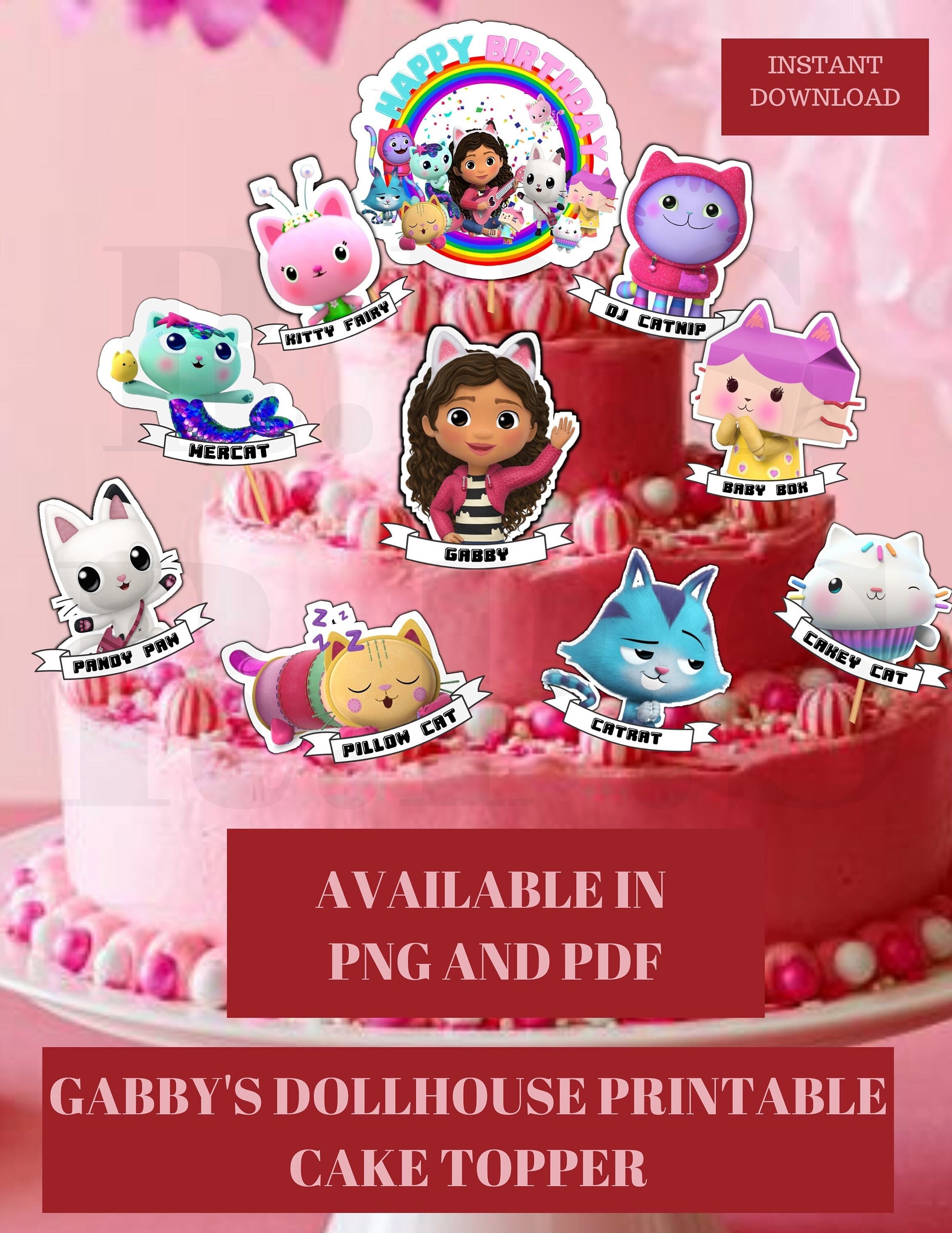 Gabby Dollhouse Cake Topper Printable
