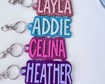 Backpack Keychain Name Tag, Custom Acrylic Name Keychain, Personalized Acrylic Name Tag, Diaper Bag Tag, Lunch Box Tag, Kids Name Tag