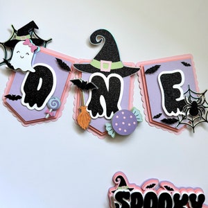 Spooky One Highchair Banner, Spooky One Girl Birthday Party Decor, Pink Halloween, Spooky One First Birthday, Two Spooky Birthday Party