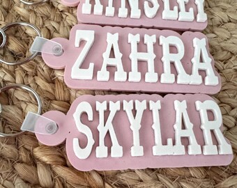 Backpack Keychain Name Tag, Custom Acrylic Name Keychain, Personalized Acrylic Name Tag, Diaper Bag Tag, Lunch Box Tag, Kids Name Tag