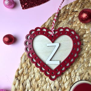 Personalized Valentines Day Ornament, Valentine Gift Bag Tag, Heart Name Tag, Retro Valentine Bag Tag, Gift for Kids