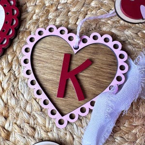 Personalized Valentines Day Ornament, Valentine Gift Bag Tag, Heart Name Tag, Retro Valentine Bag Tag, Gift for Kids