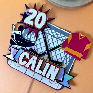 Hockey Cake Topper, Custom Sport Birthday Party Decor, Ice Hockey Cake Topper, Sports Cake Topper, Hockey Party Decorations, Hockey Birthday