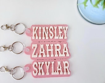 Backpack Keychain Name Tag, Custom Acrylic Name Keychain, Personalized Acrylic Name Tag, Diaper Bag Tag, Lunch Box Tag, Kids Name Tag