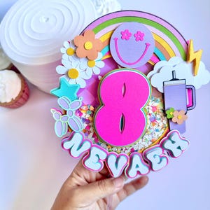 Groovy Adreppy Thema Kuchen Topper, Smile Gesicht Geburtstag Party Dekor, Retro Smile Shaker Cake Topper Groovy Party Dekor, glückliches Gesicht Decor