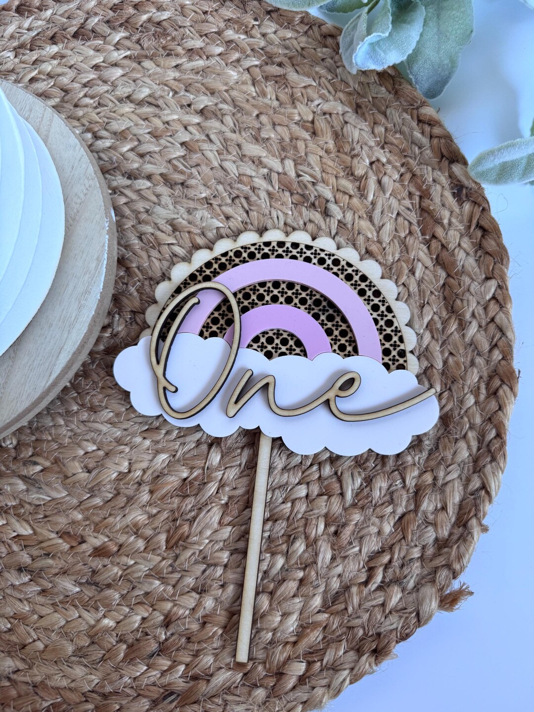 Personalized Rainbow Cake Topper, Boho Party Decor, Retro Cake Topper ...