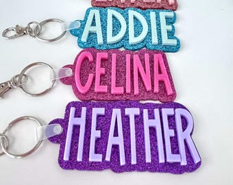 Backpack Keychain Name Tag, Custom Acrylic Name Keychain, Personalized Acrylic Name Tag, Diaper Bag Tag, Lunch Box Tag, Kids Name Tag