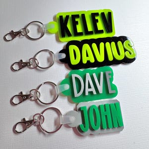 Backpack Keychain Name Tag, Custom Acrylic Name Keychain, Personalized Acrylic Name Tag, Diaper Bag Tag, Lunch Box Tag, Kids Name Tag