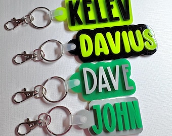 Backpack Keychain Name Tag, Custom Acrylic Name Keychain, Personalized Acrylic Name Tag, Diaper Bag Tag, Lunch Box Tag, Kids Name Tag