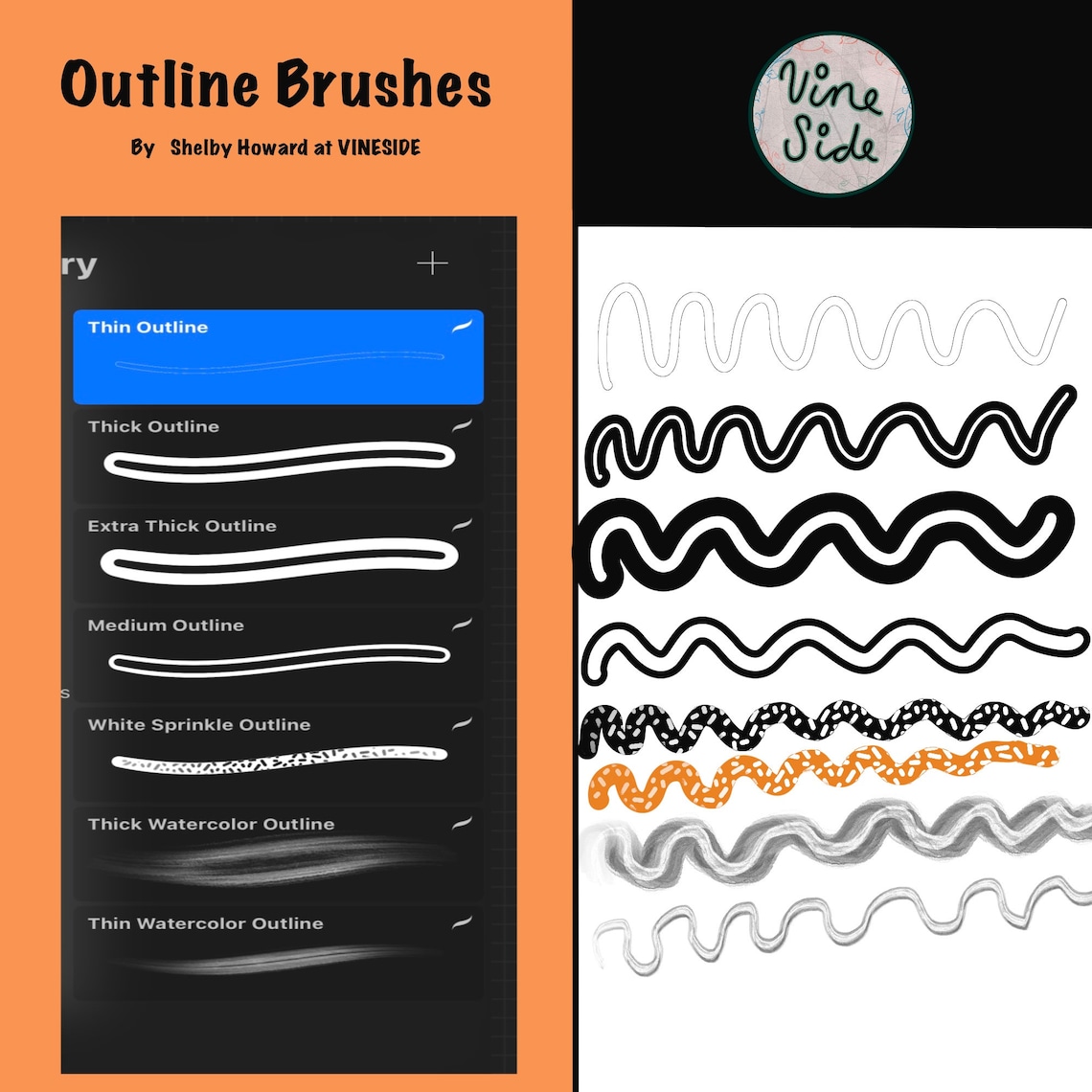 Easy Outline PROCREATE Brush set /descarga digital Etsy