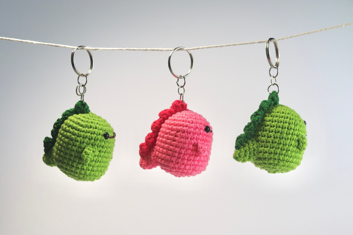 Dinosaur Keychain / Crochet Dinosaur / Amigurumi/ crochet Etsy