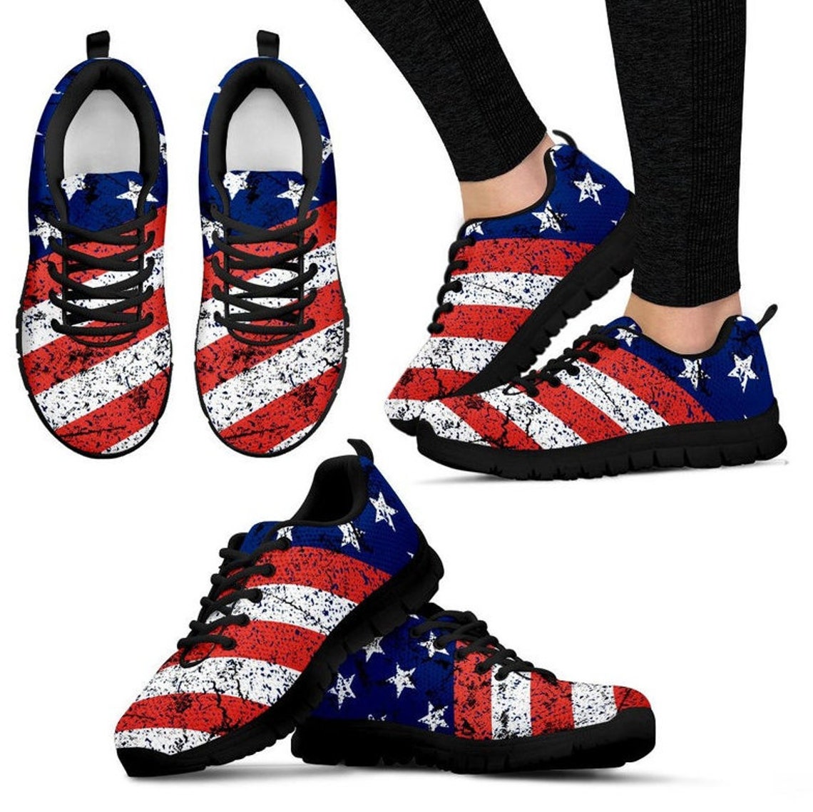 USA SneakersAmerican Flag Shoes Patriotic Sneakers USA Flag Etsy