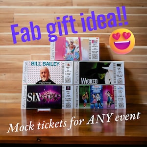 Personalised ticket for ANY event.  Concert, Theatre, Holiday
