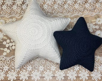Almohada de estrella, almohada decorativa de estrella, almohada para habitación infantil, almohada de estrella hecha a mano, almohada para sala de estar, regalos únicos, estrella de ganchillo